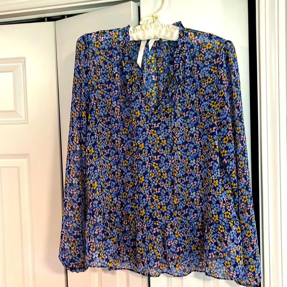 Sheer Floral Flowy GAP Long-sleeve top with Peplum